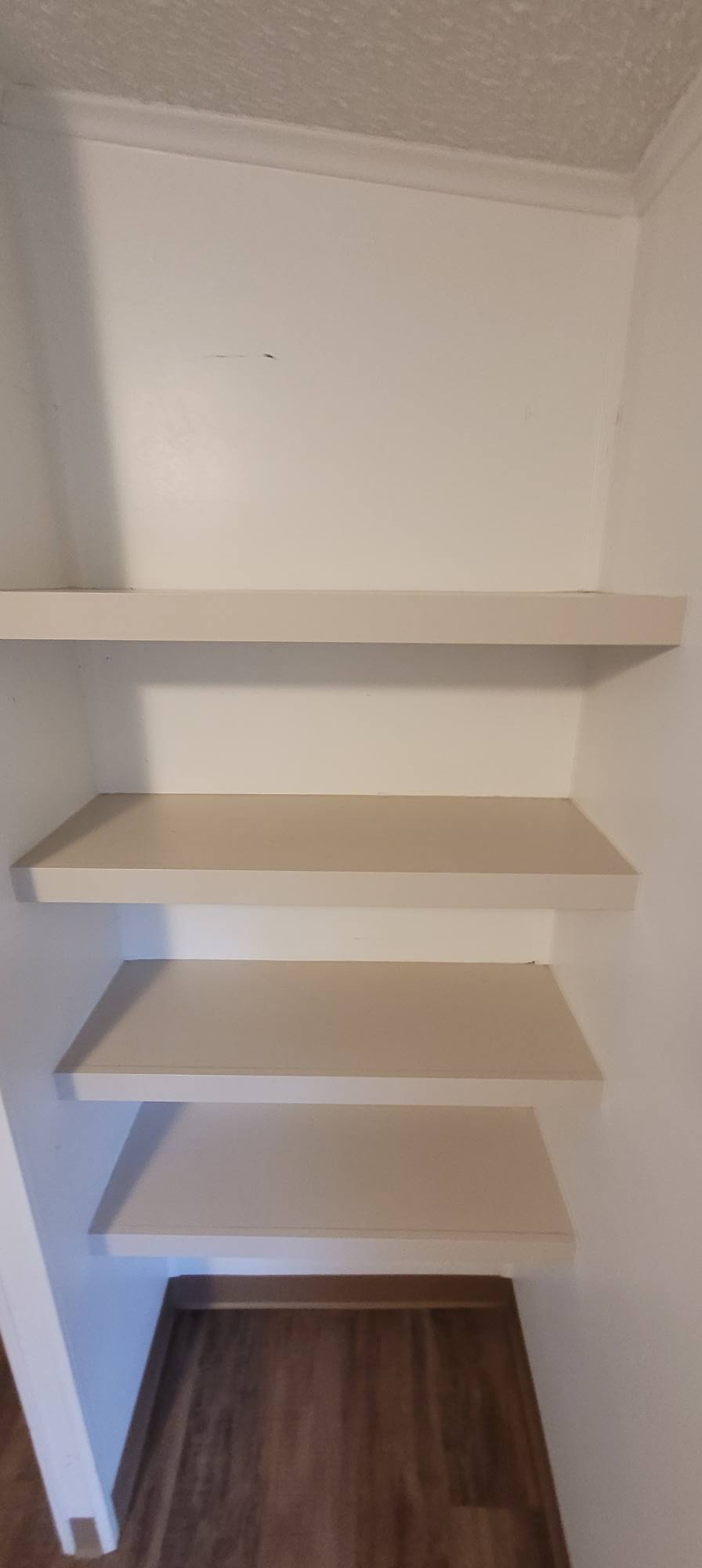 Dusty shelves before cleaning